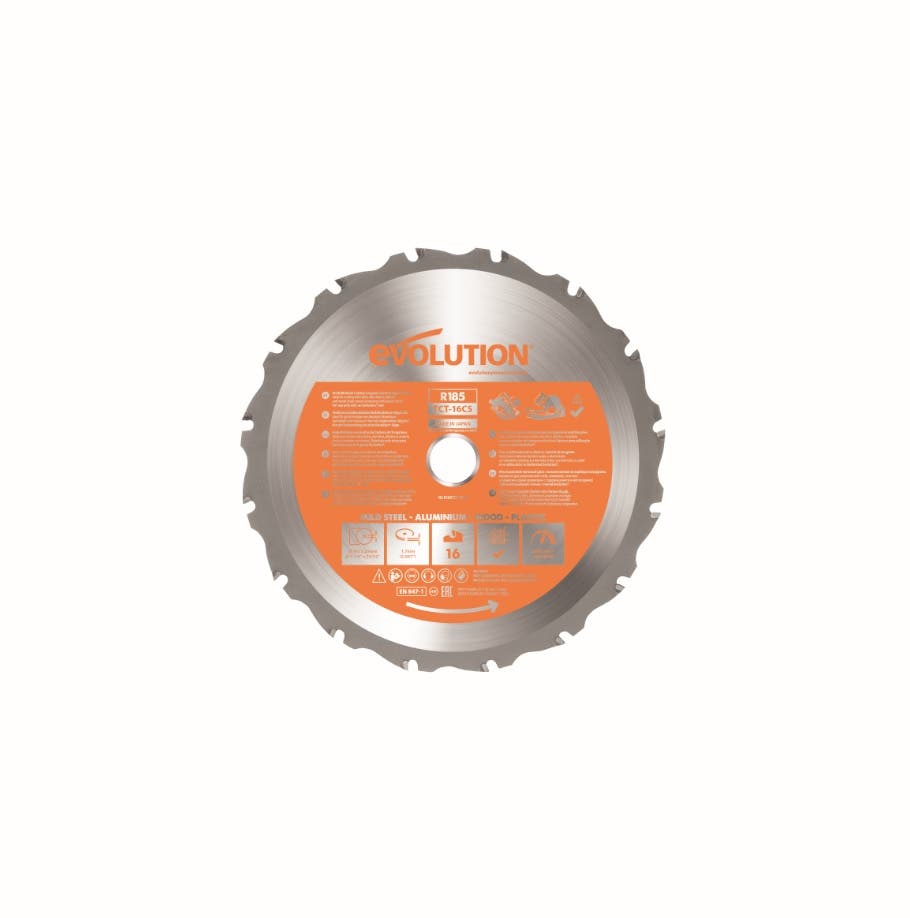 Lama fierastrau circular Evolution Rage, multisuprafete, 185 x 20 mm, 16T, otel, portocaliu