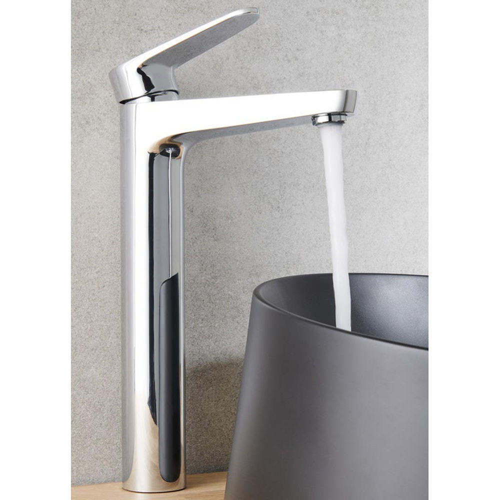 Baterie lavoar GOODHOME Cavally, inaltime 30.1 cm, alama, argintiu