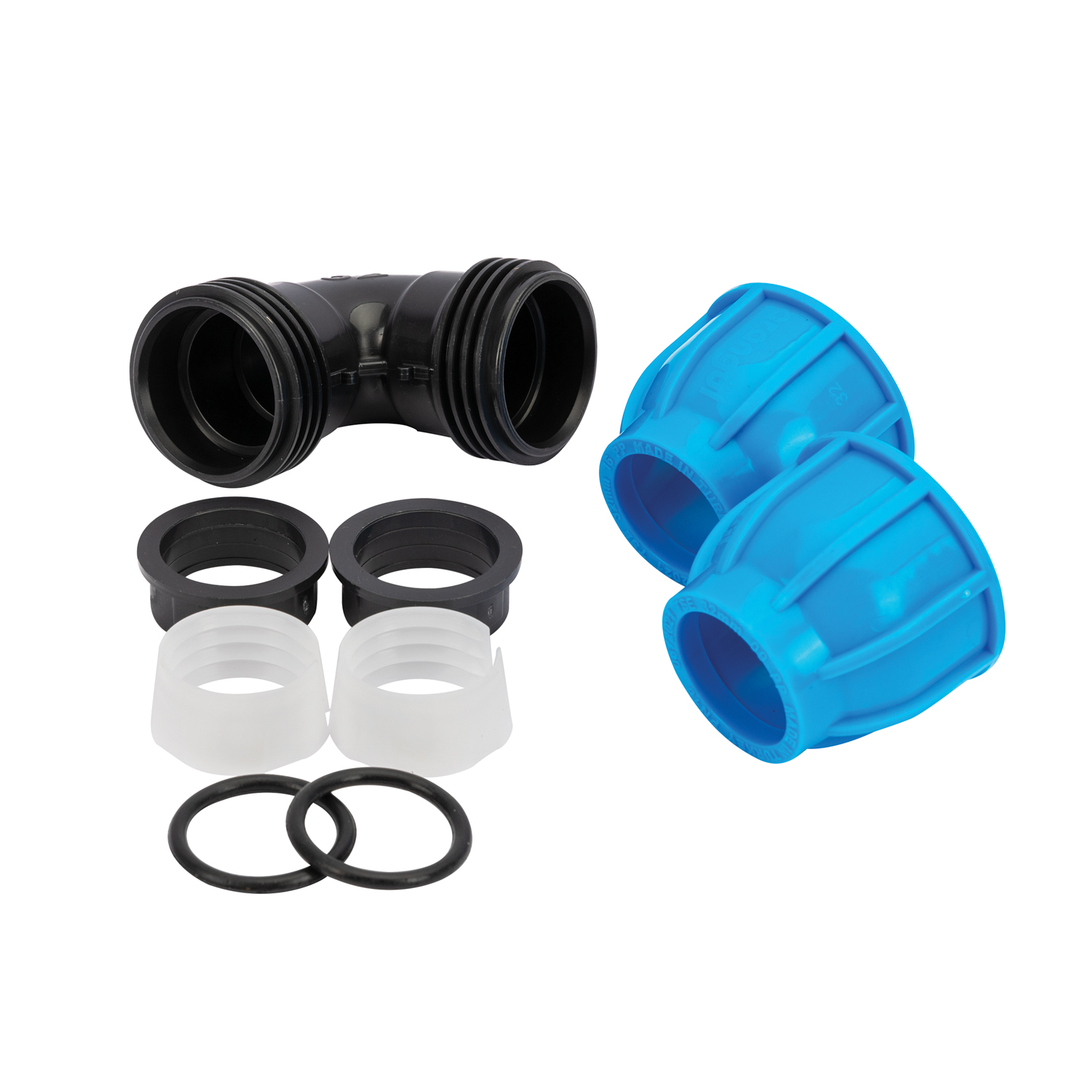 Cot compresiune PEHD, 32mm, polipropilena, negru-albastru