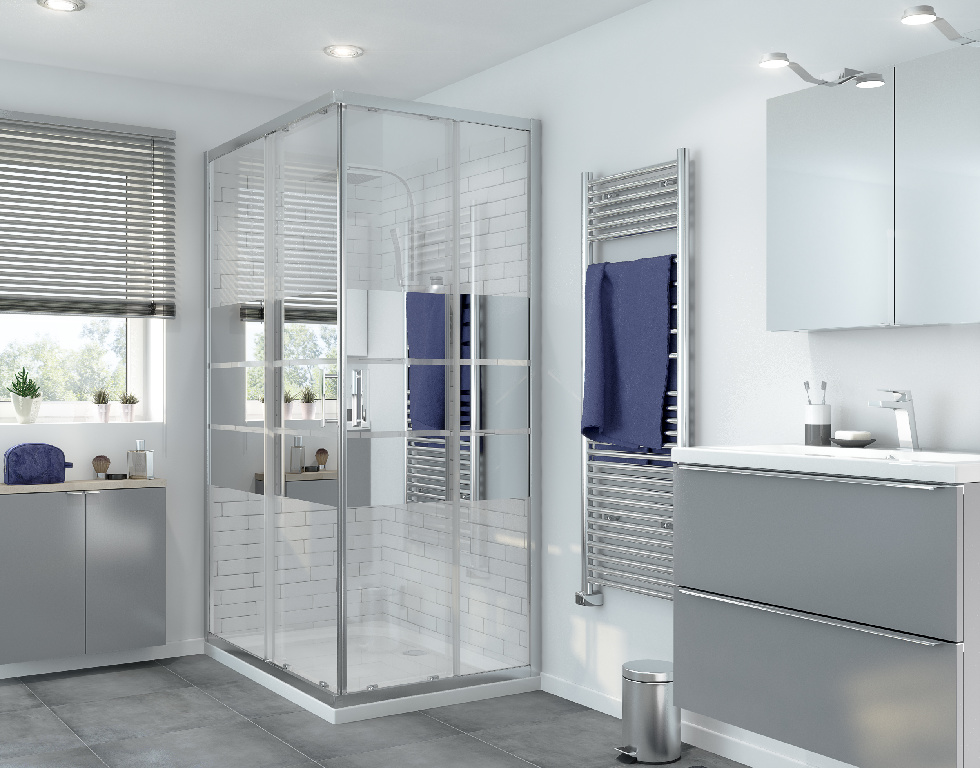Cabina dus standard GOODHOME Beloya, dreptunghiulara, profil metalic, sticla securizata, 120 x 80 x 195 cm, alb