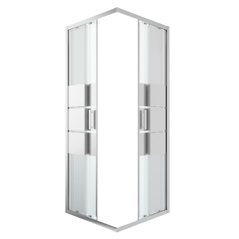 Cabina dus standard GoodHome Beloya, patrata, 80 x 80 x 195 cm, sticla oglinda, profil crom