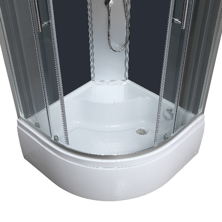 Cabina dus cu hidromasaj GoodHome Onega, semirotunda, 90 x 90 x 215 cm, sticla securizata, profil argintiu