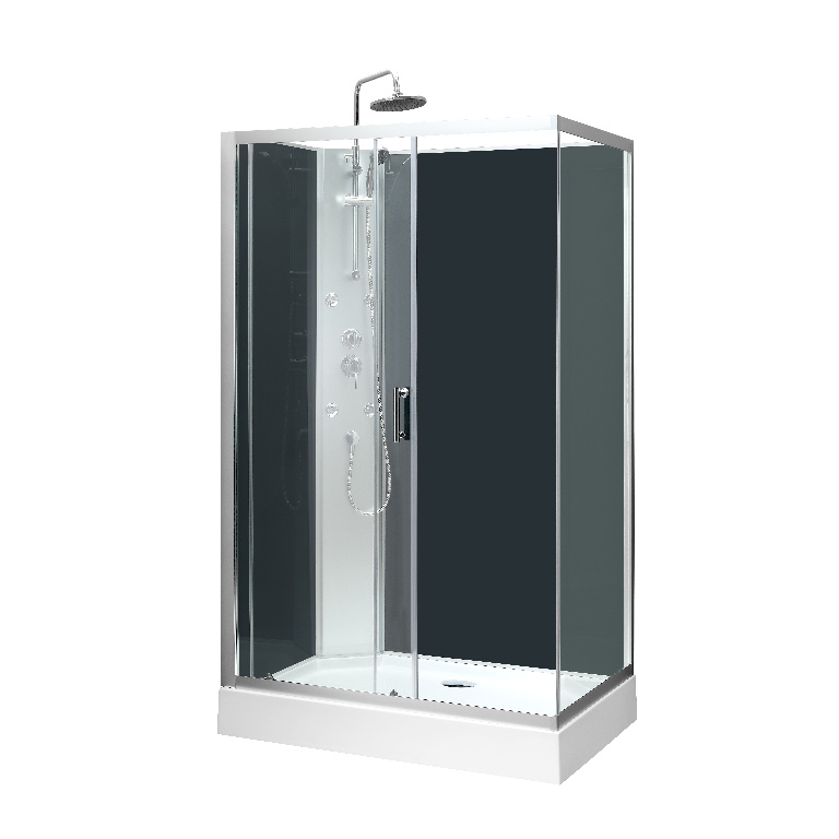 Cabina dus cu hidromasaj GoodHome Onega, dreptunghiulara, 80 x 120 x 225 cm, sticla securizata, profll argintiu