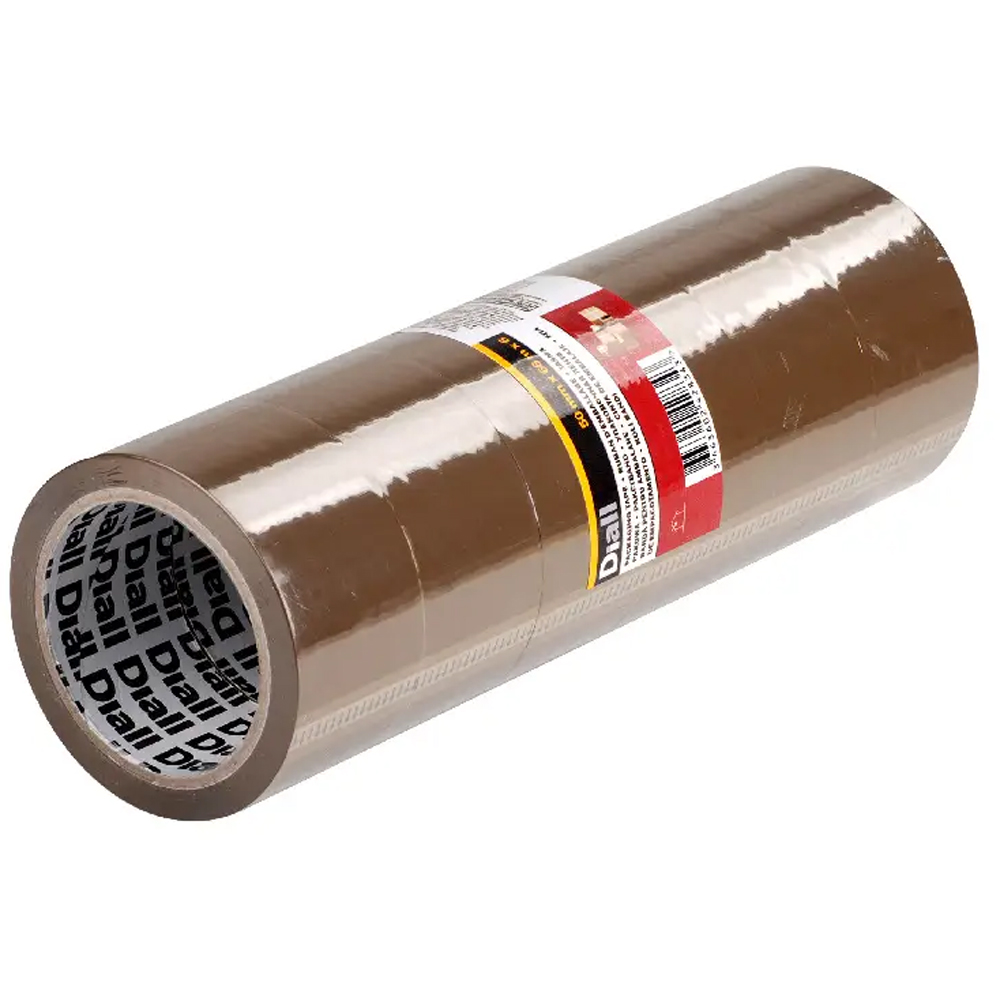 Banda adeziva DIALL 100608202, 50 mm x 66 m, maro, 6 bucati