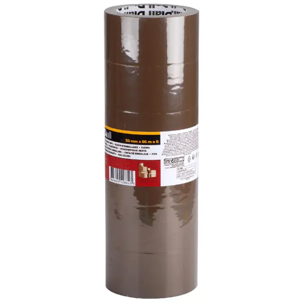 Banda adeziva DIALL 100608202, 50 mm x 66 m, maro, 6 bucati