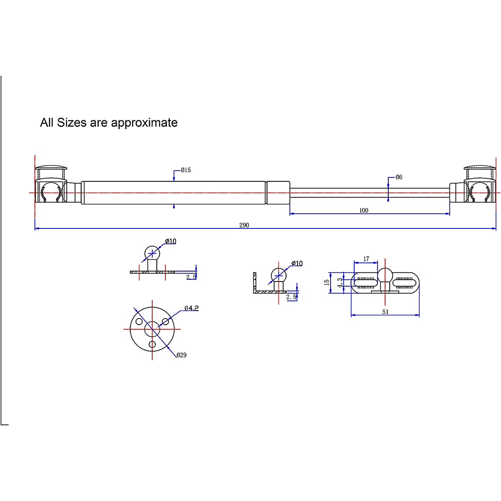 Piston deschidere verticala GOODHOME Enden, pentru usi <60 cm, 29 cm, argintiu