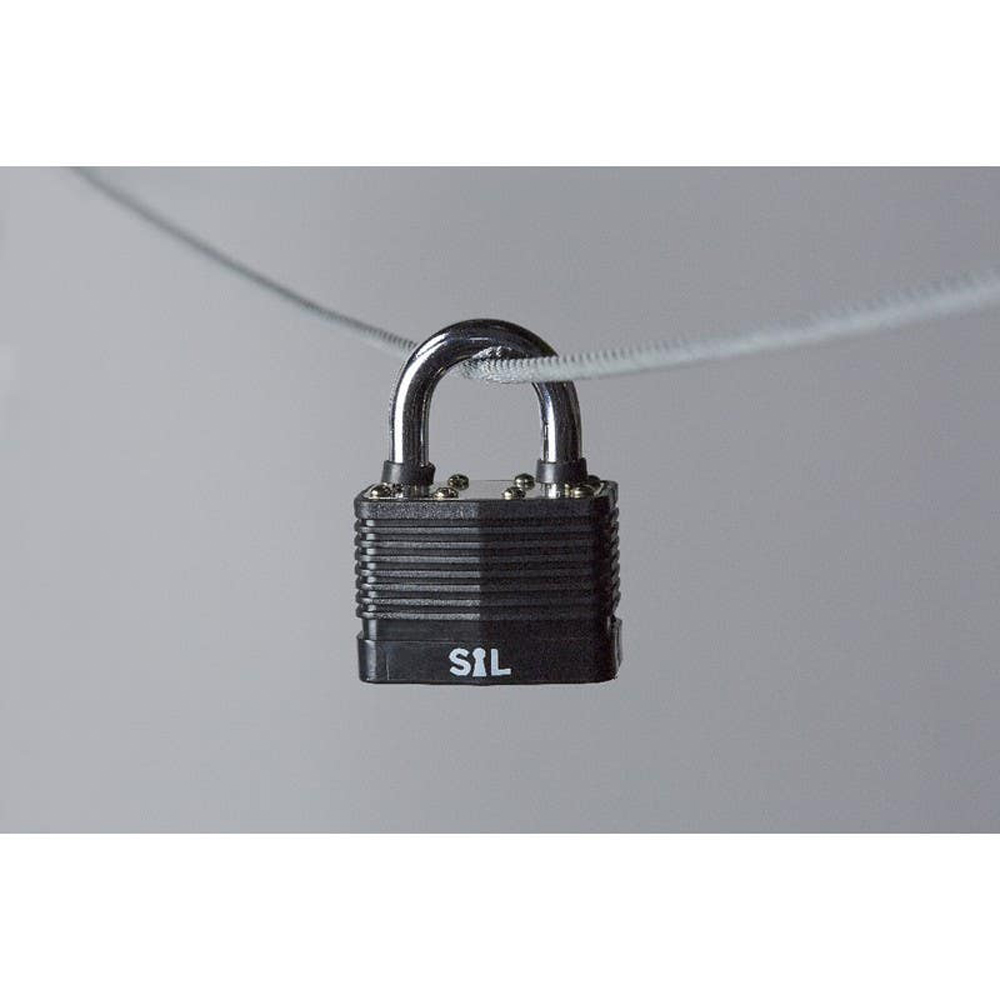 Lacat laminat SMITH AND LOCKE, otel, invelis PVC, 59mm, negru