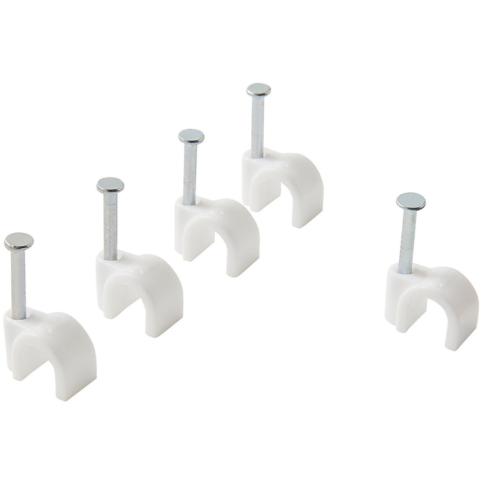 Clips rotund cablu Diall XP, diametru 6 mm, alb, 25 buc