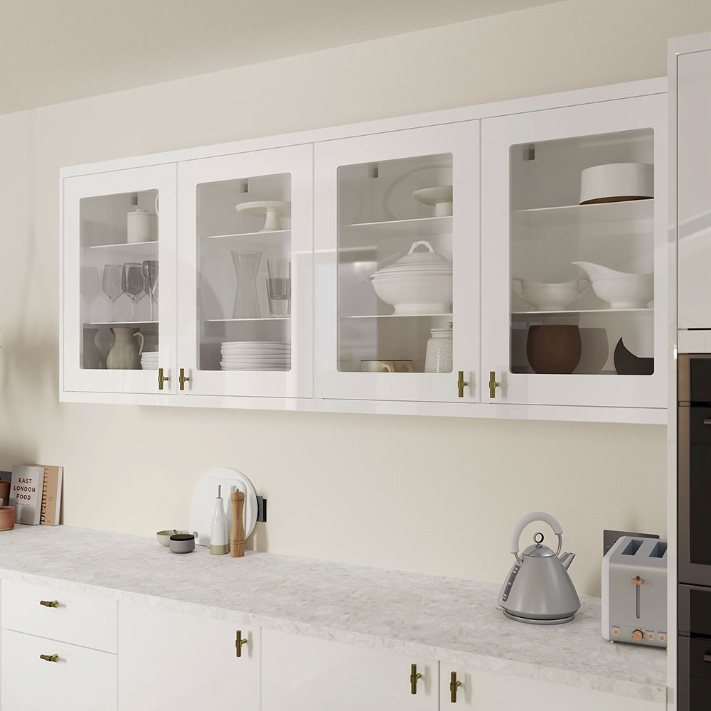 Front usa sticla GOODHOME Stevia, MDF&Sticla, 29.7 x 71.5 x 1.8 cm, alb 