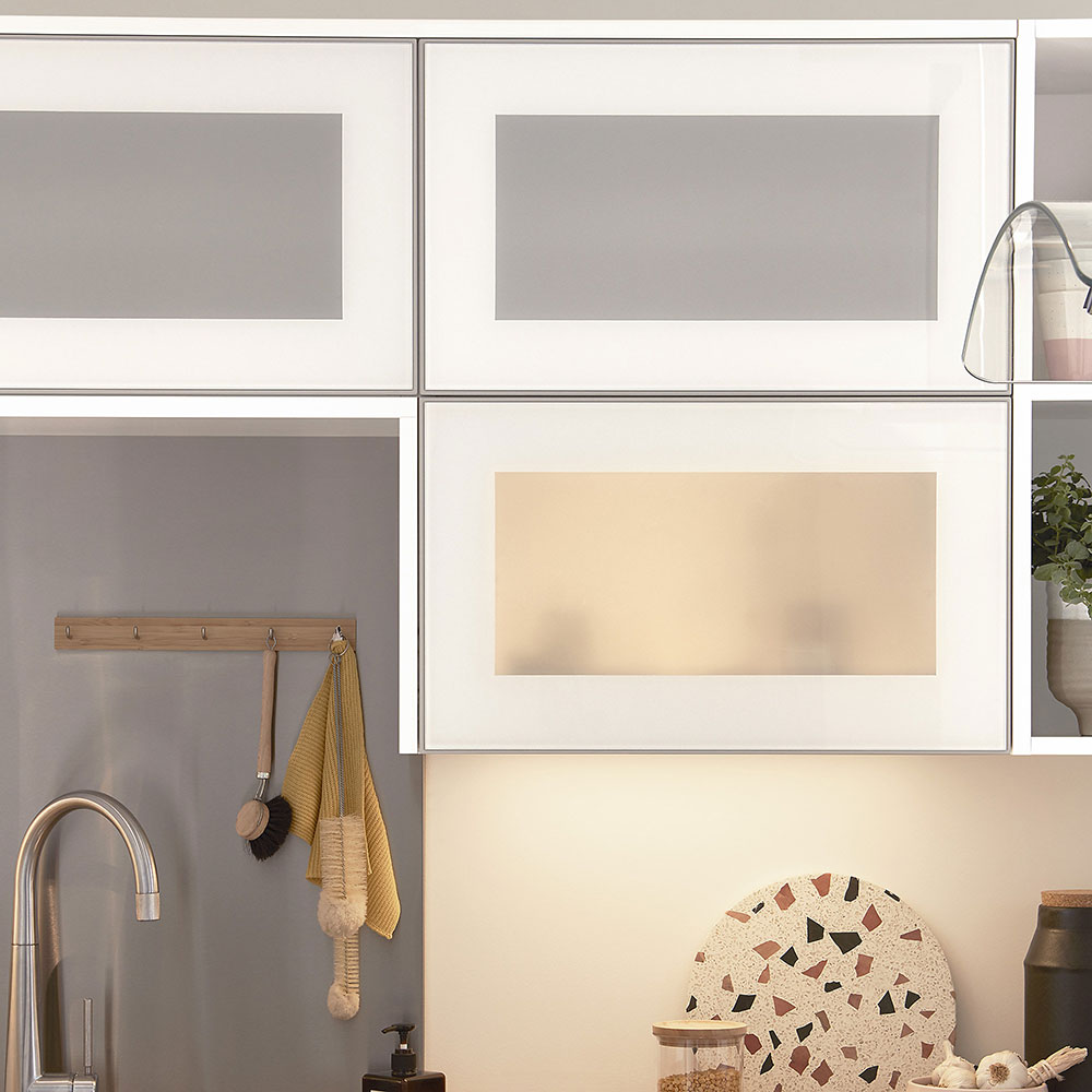 Front usa sticla GOODHOME Stevia, MDF&Sticla, 29.7 x 71.5 x 1.8 cm, alb 