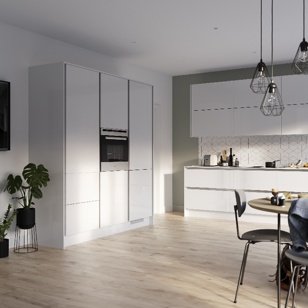 Front usa 3 sertare GOODHOME Stevia, MDF, 59.7 x 71.5 x 1.8 cm, alb