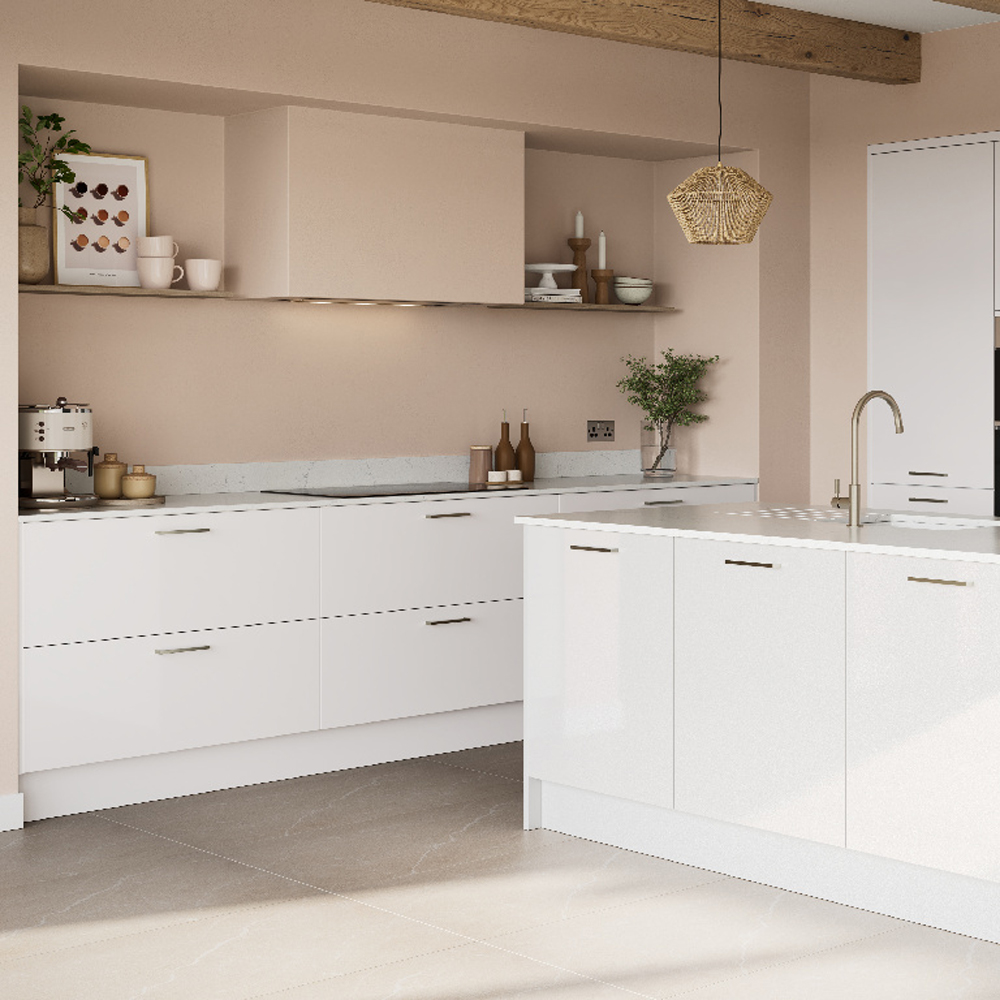 Front usa 3 sertare GOODHOME Stevia, MDF, 59.7 x 71.5 x 1.8 cm, alb