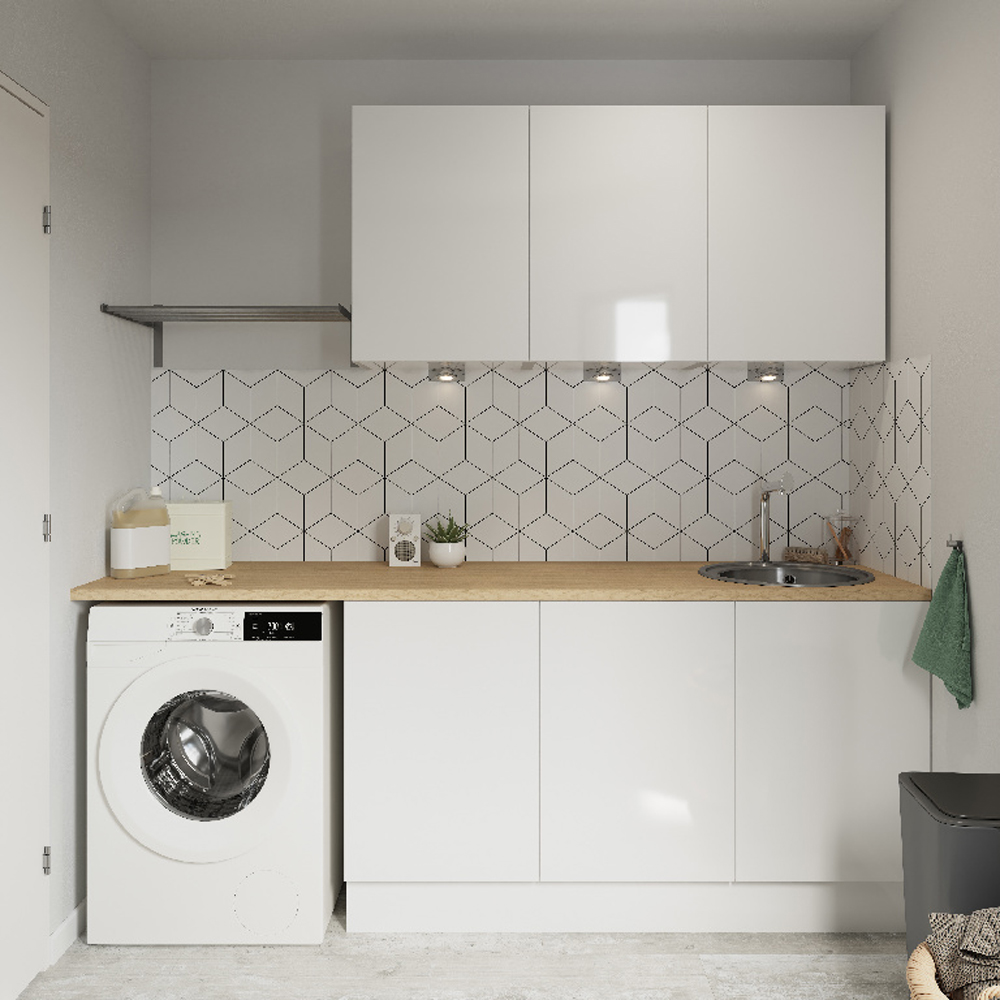 Front usa 3 sertare GOODHOME Stevia, MDF, 59.7 x 71.5 x 1.8 cm, alb