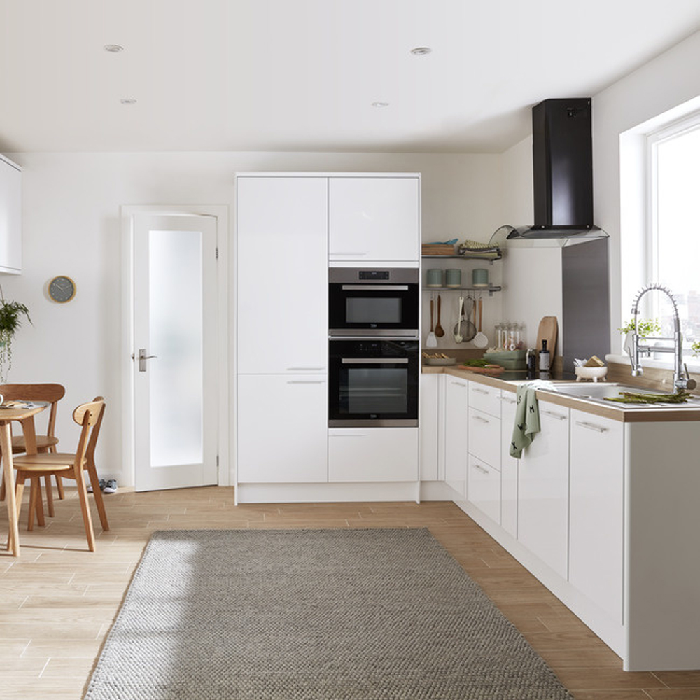 Front usa 4 sertare GOODHOME Stevia, MDF, 39.7 x 71.5 x 1.8 cm, alb