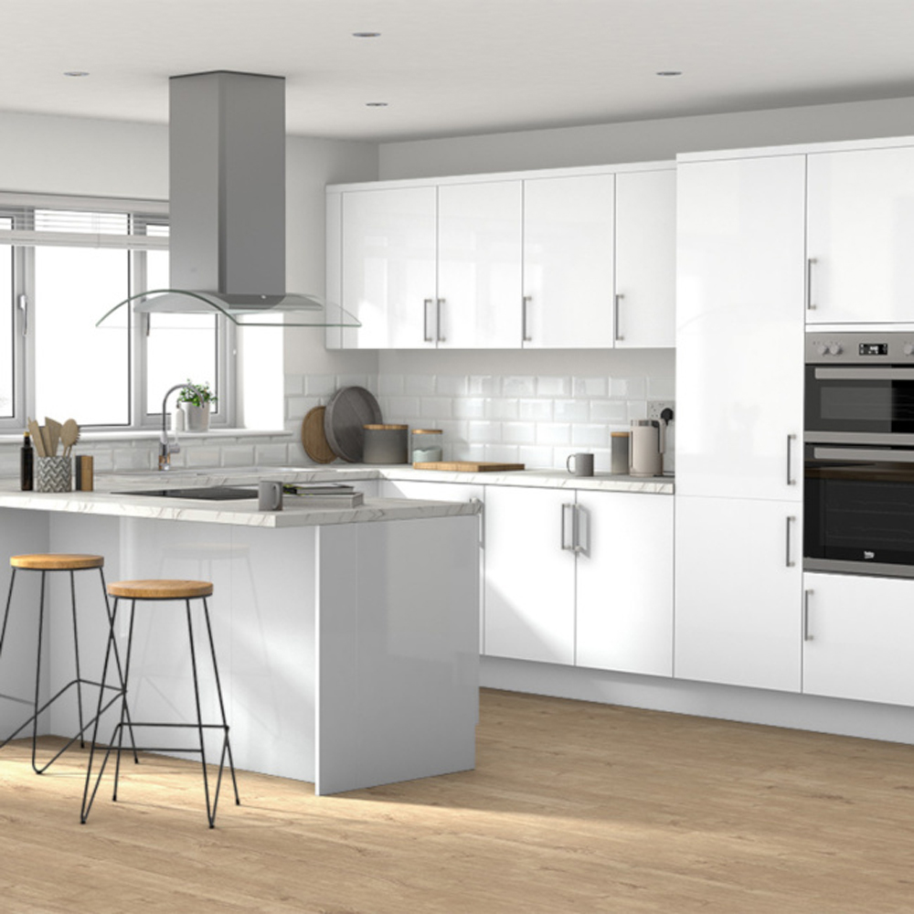 Front usa 4 sertare GOODHOME Stevia, MDF, 39.7 x 71.5 x 1.8 cm, alb
