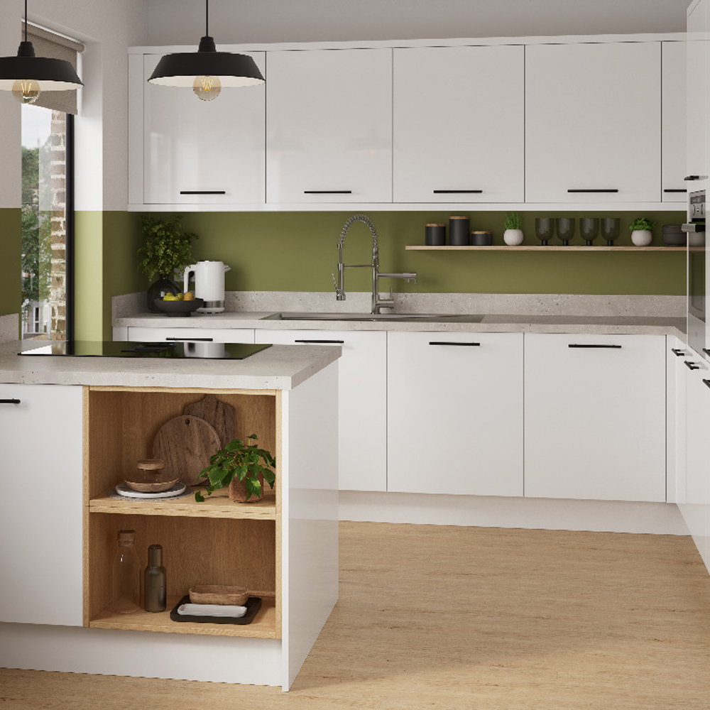 Front usa 4 sertare GOODHOME Stevia, MDF, 39.7 x 71.5 x 1.8 cm, alb