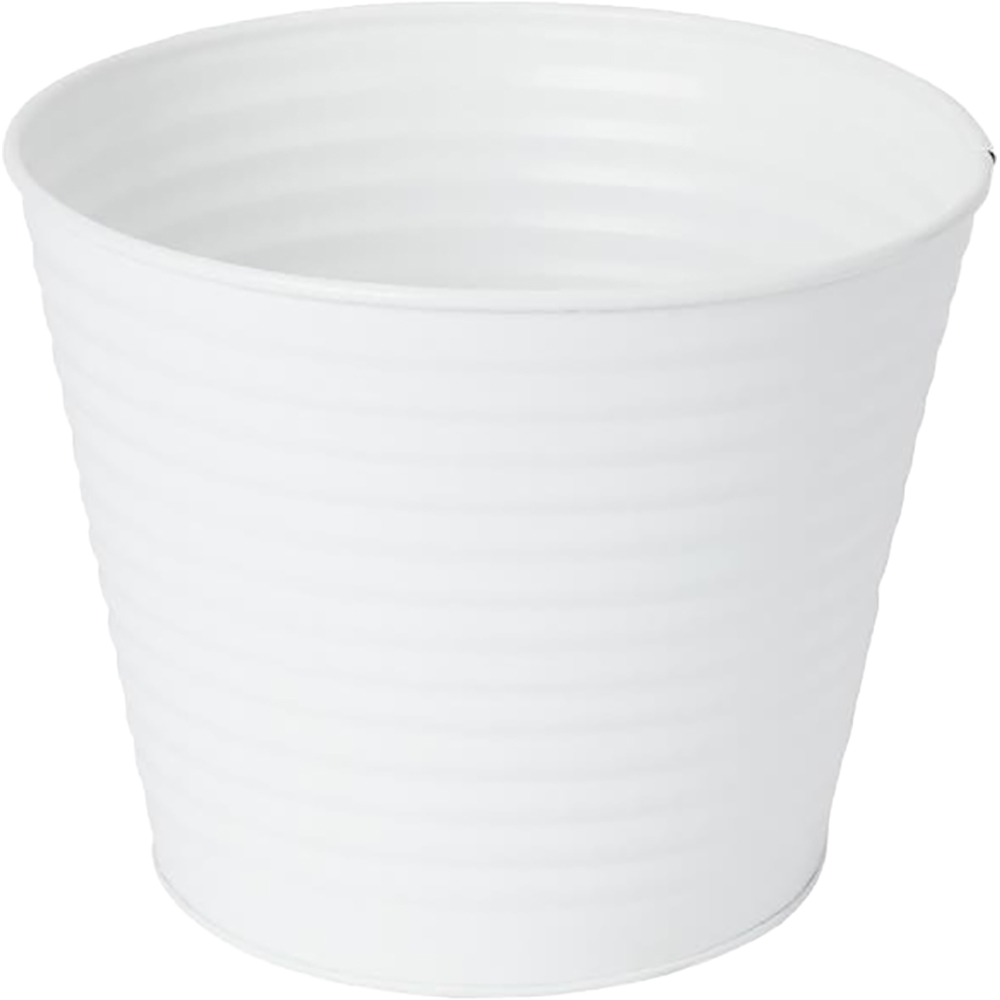 Ghiveci rotund GOODHOME, metal, 20.5 cm, alb