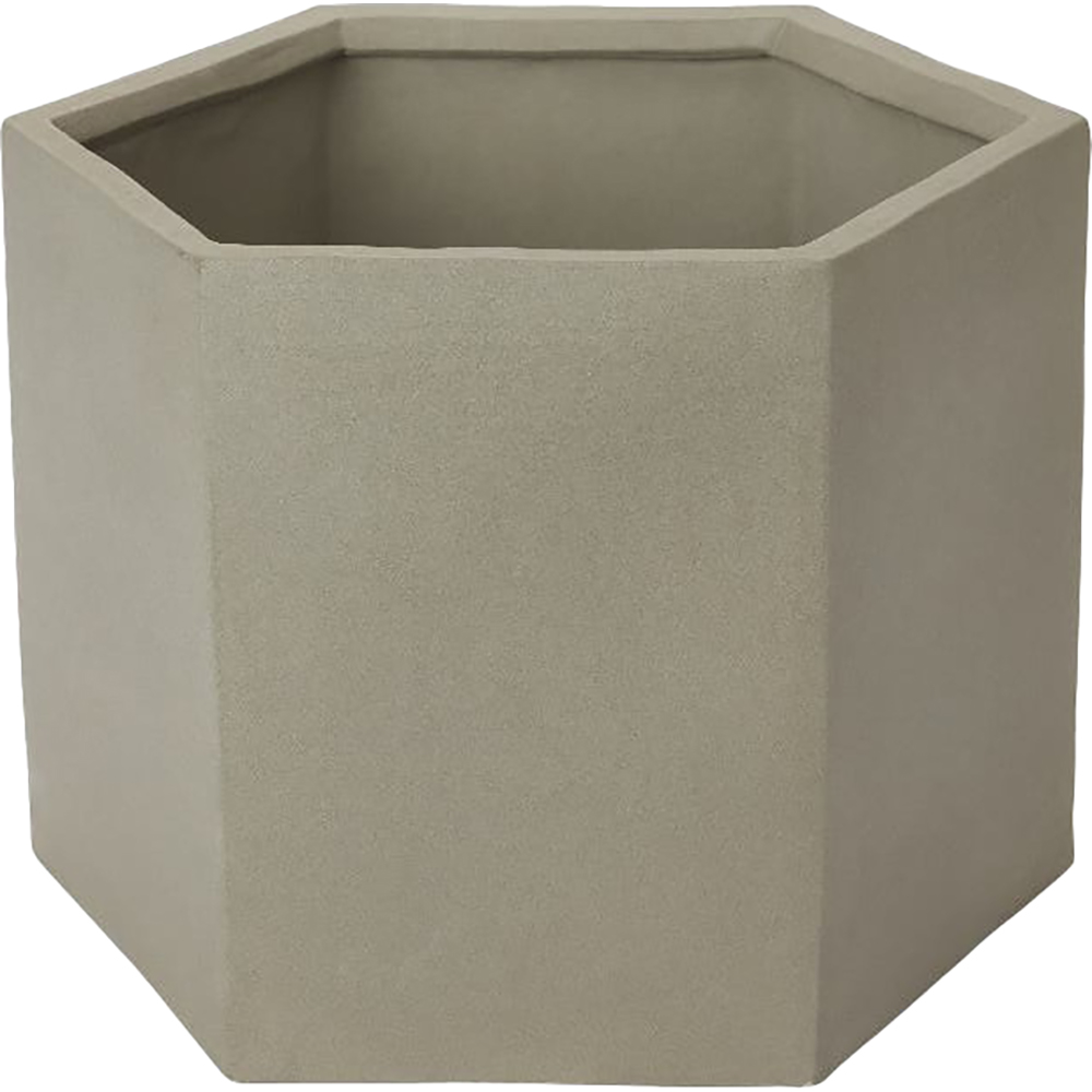 Ghiveci hexagonal GOODHOME, argila, 33.3 cm, gri
