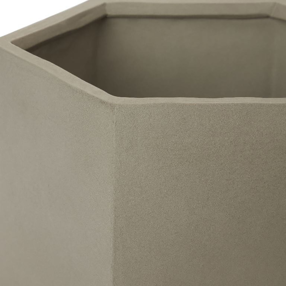 Ghiveci hexagonal GOODHOME, argila, 33.3 cm, gri
