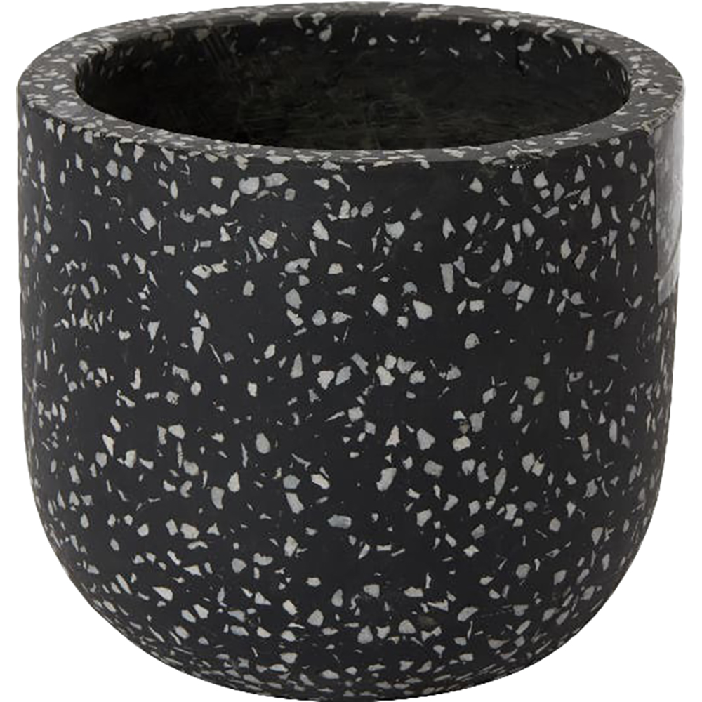 Ghiveci rotund GOODHOME, terazzo, 16.2 cm, gri inchis-alb