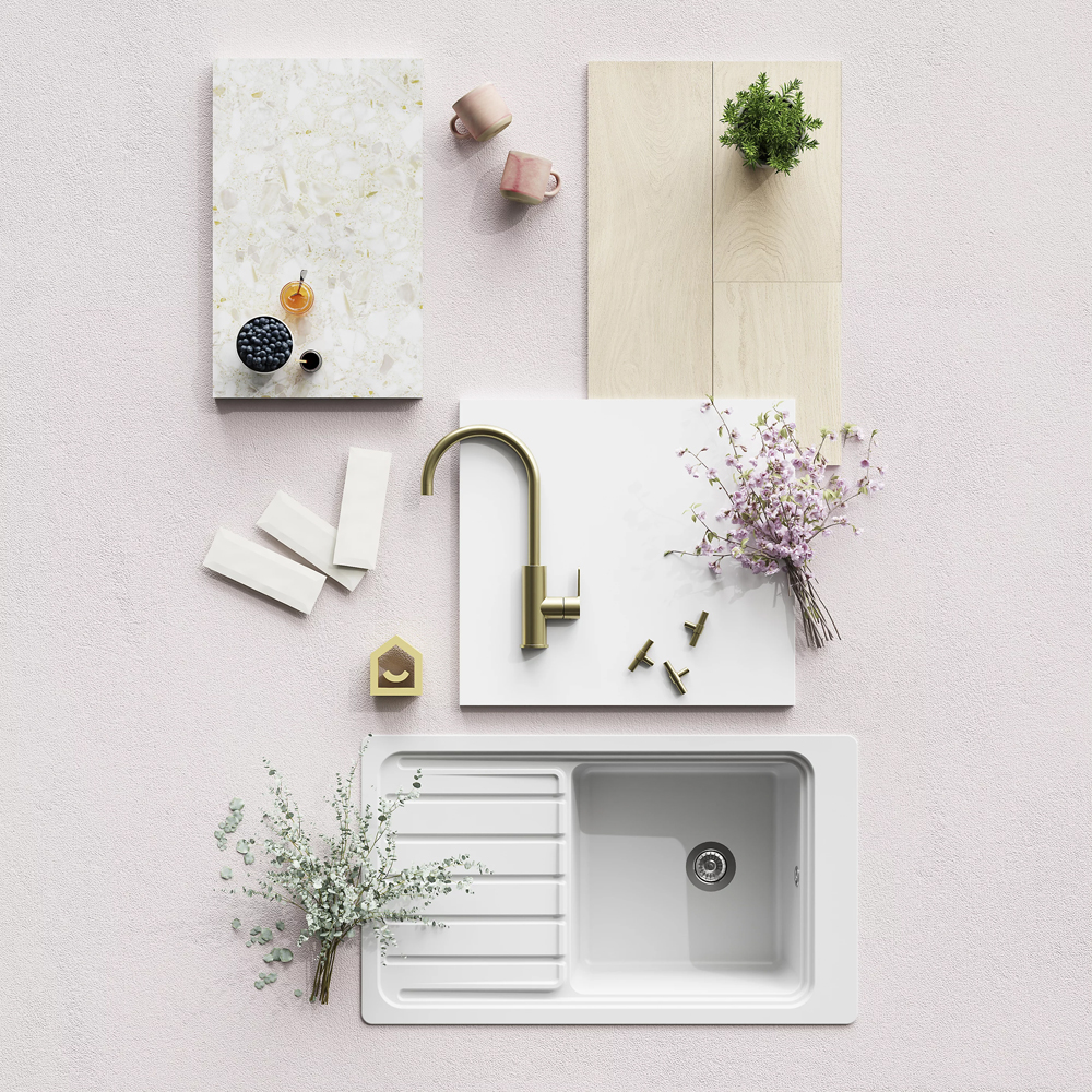 Front usa GOODHOME Stevia, MDF, 59.7 x 11.5 x 1.8 cm, alb