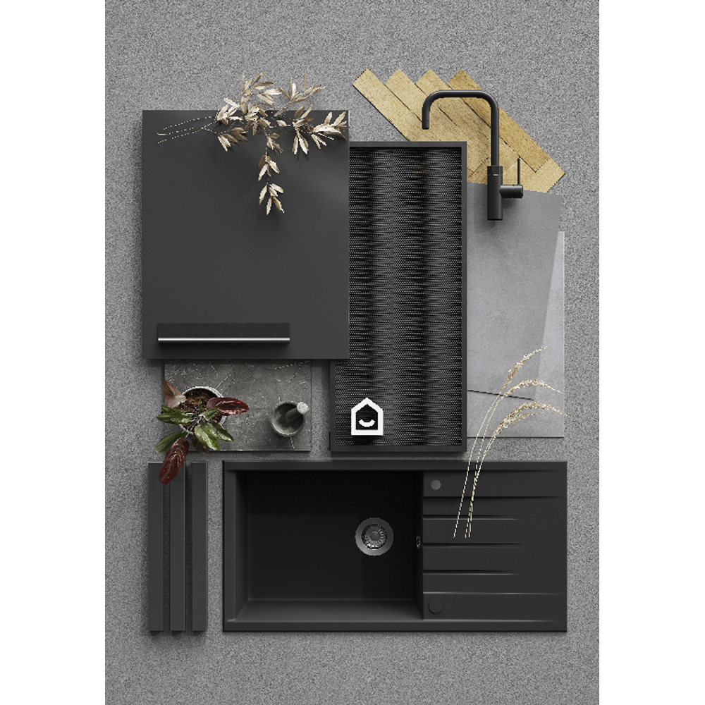 Front usa coloana GOODHOME Stevia, MDF, 60 x 54.3 cm, antracit lucios