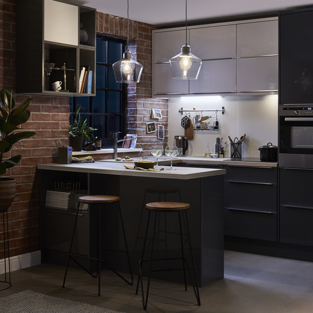 Front usa coloana GOODHOME Stevia, MDF, 60 x 54.3 cm, antracit lucios