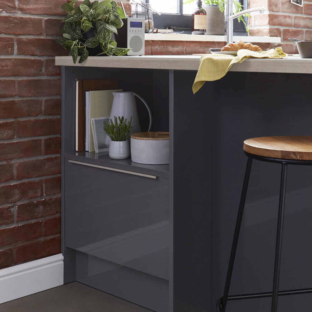 Front usa coloana GOODHOME Stevia, MDF, 60 x 54.3 cm, antracit lucios