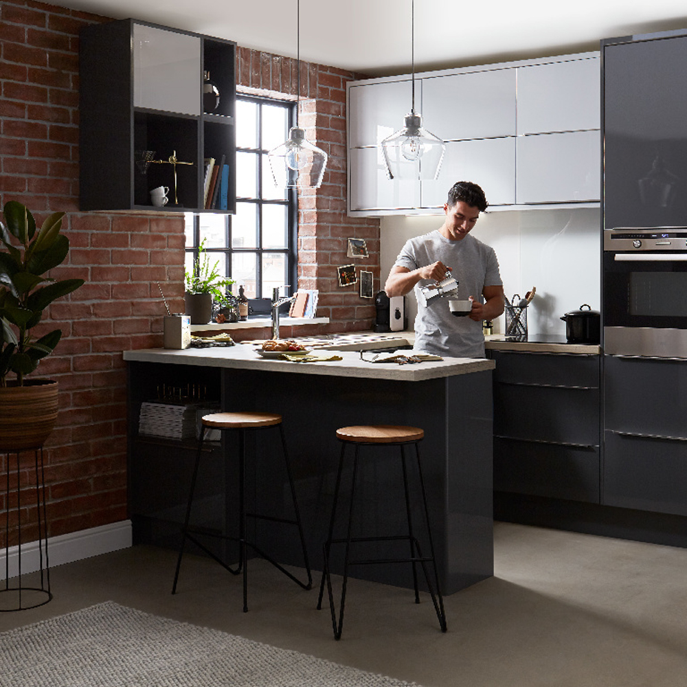 Front usa GOODHOME Stevia, MDF, 59.7 x 62.6 cm, gri lucios
