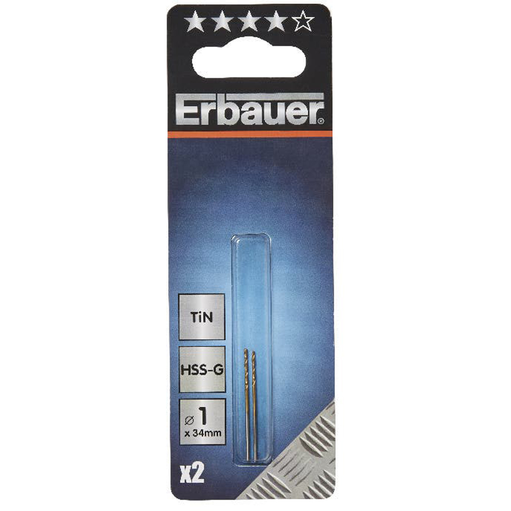 Burghiu ERBAUER, HSS TIN, 1mm, 2buc
