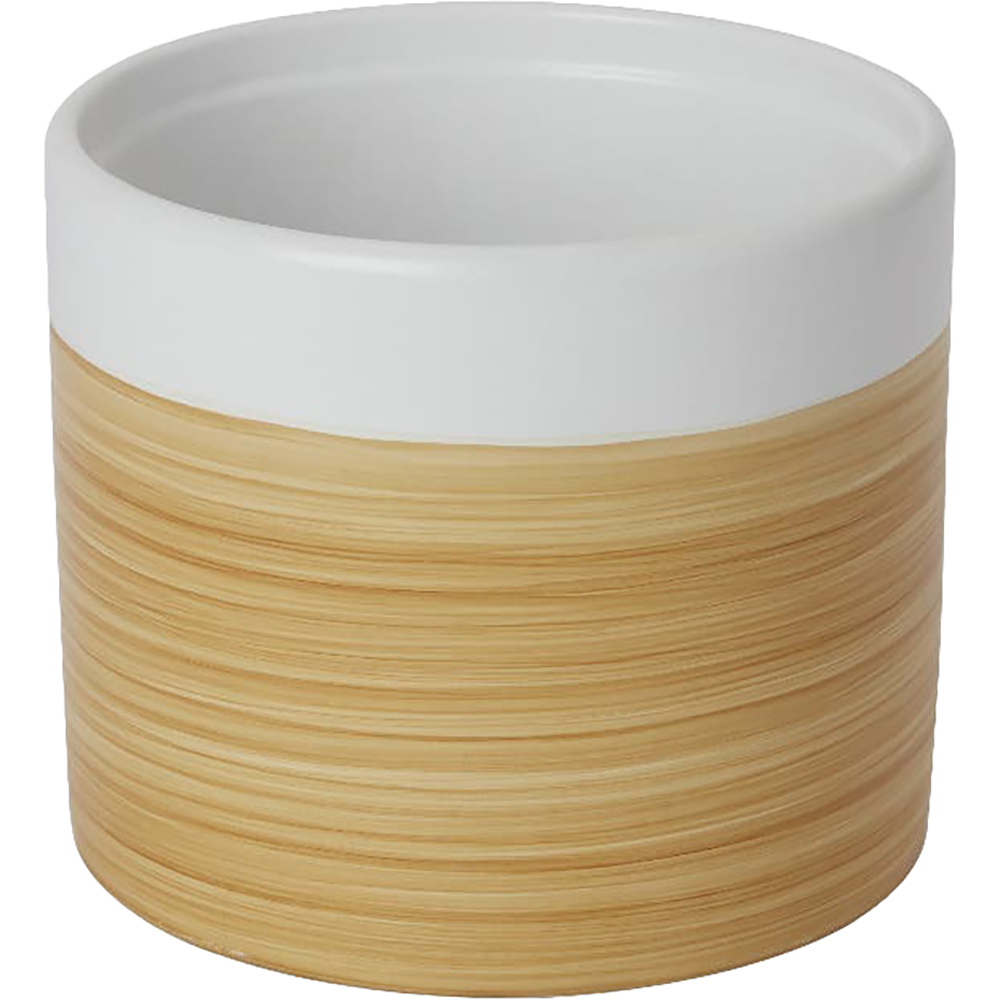 Ghiveci rotund GOODHOME, ceramica, 16.8 cm, alb-maro
