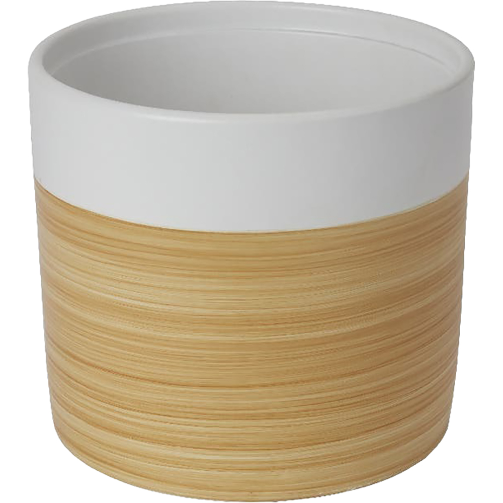 Ghiveci rotund GOODHOME, argila, 22.5 cm, alb-maro
