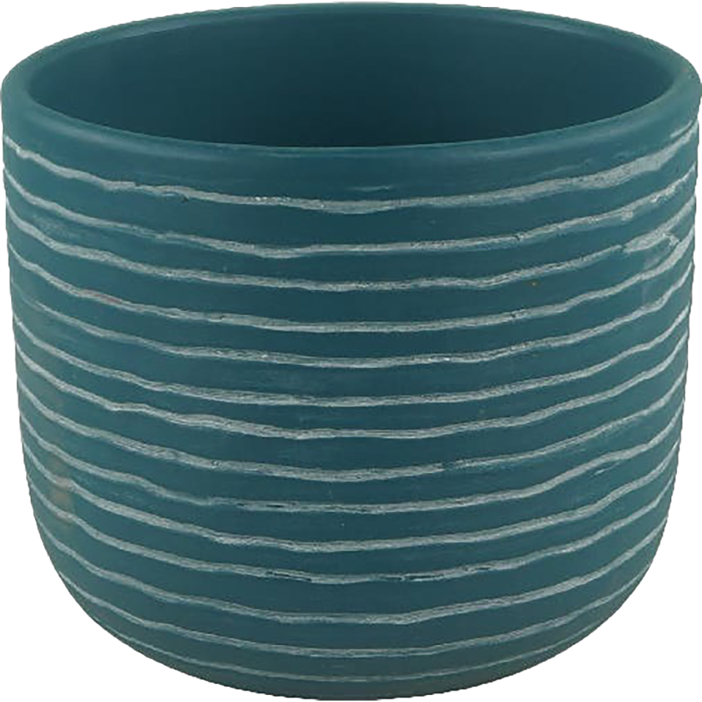 Ghiveci rotund GOODHOME, argila, 20 cm, albastru-alb