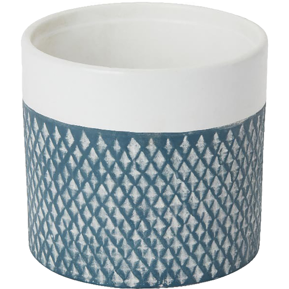 Ghiveci rotund GOODHOME, argila, 14 cm, albastru-alb