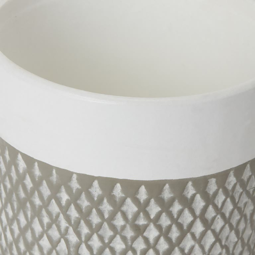 Ghiveci rotund GOODHOME, argila, 14 cm, gri-alb