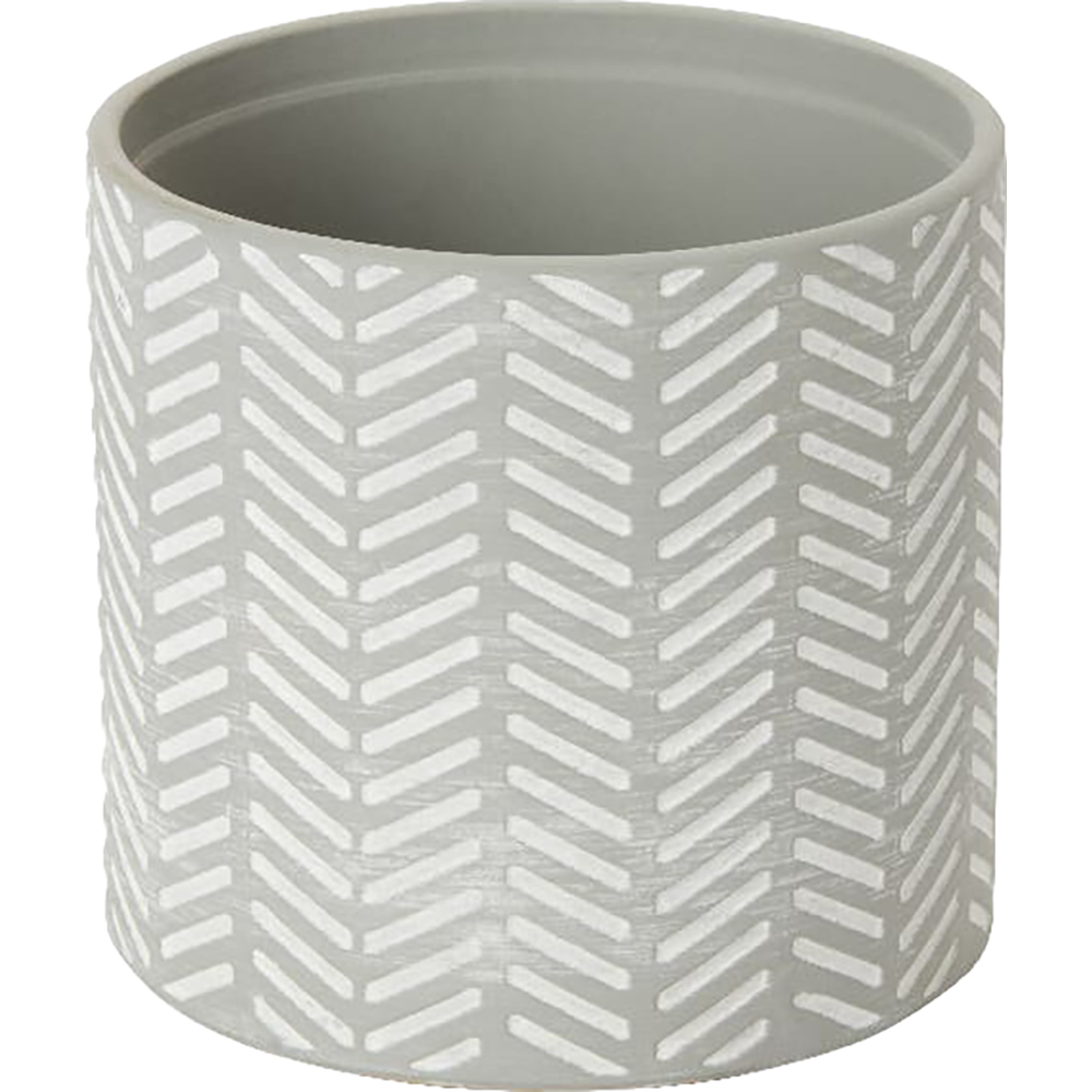 Ghiveci rotund GOODHOME, argila, 13.7 cm, gri-alb