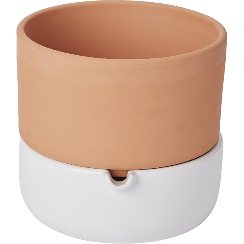 Ghiveci rotund GOODHOME, teracota, 16.1 cm, maro-alb