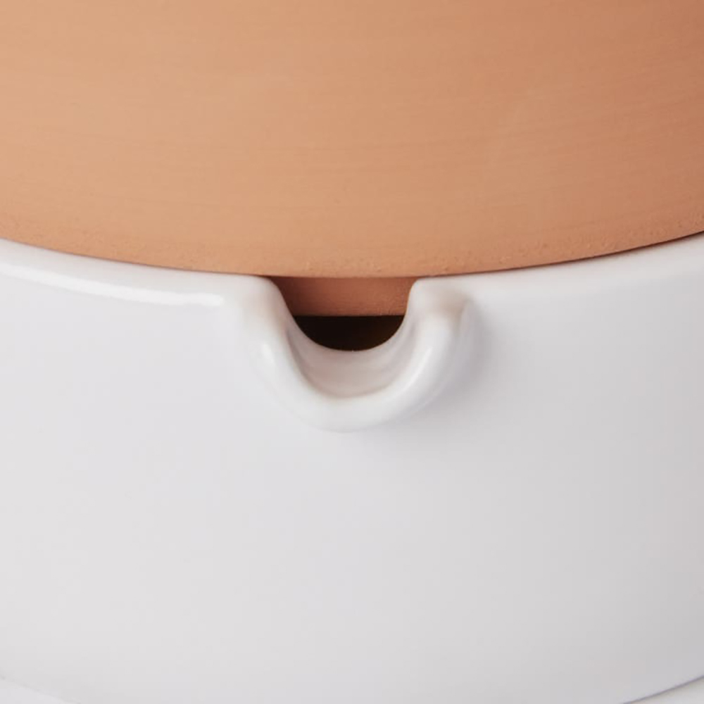 Ghiveci rotund GOODHOME, teracota, 16.1 cm, maro-alb