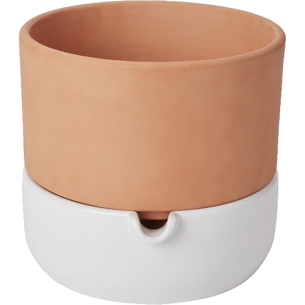 Ghiveci rotund GOODHOME, teracota, 22.8 cm, maro-alb