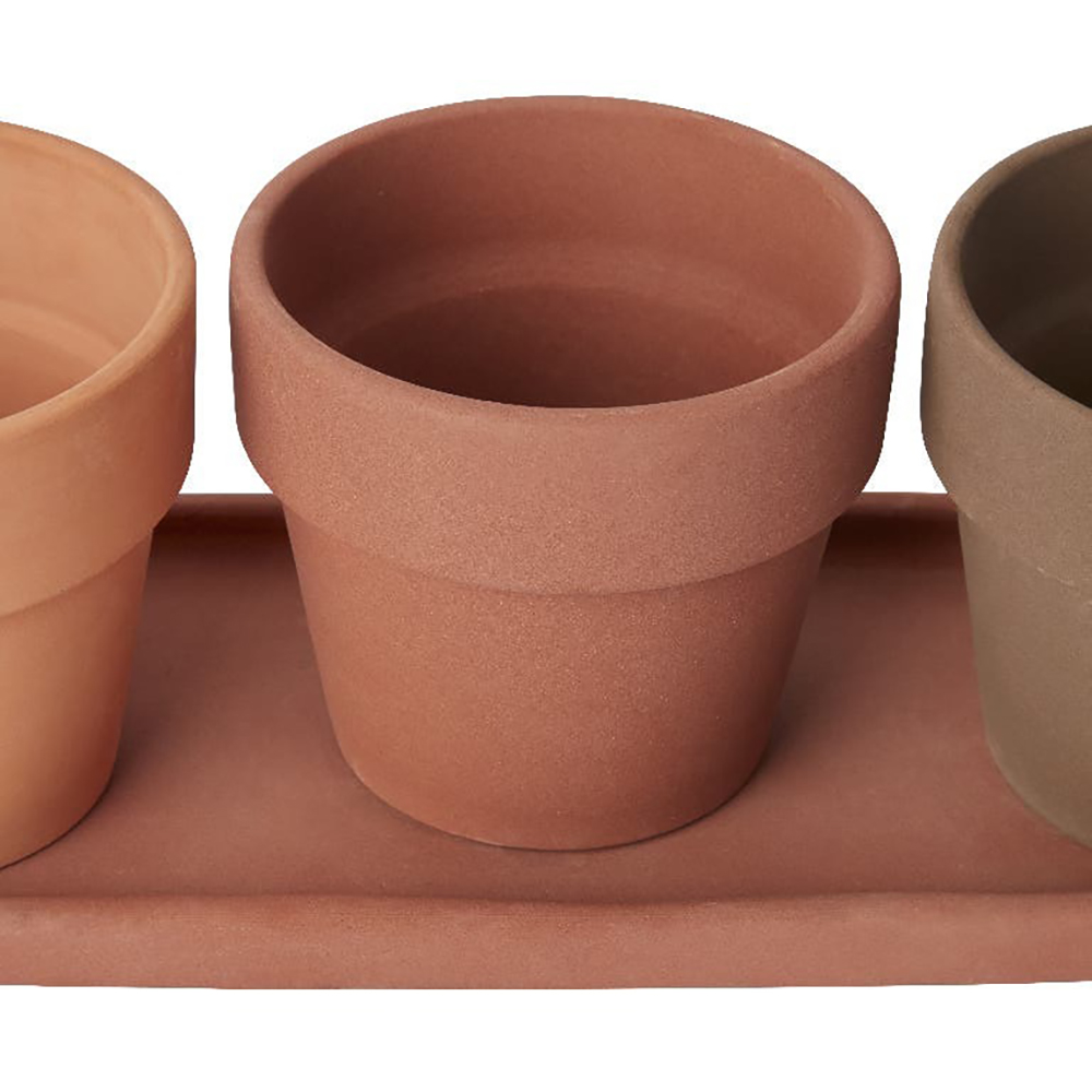 Set 3 ghivece rotunde GOODHOME, teracota, 10.9 cm, maro