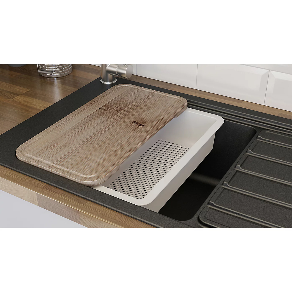 Chiuveta bucatarie GoodHome Romesco, 1 cuva, compozit, accesorii, negru