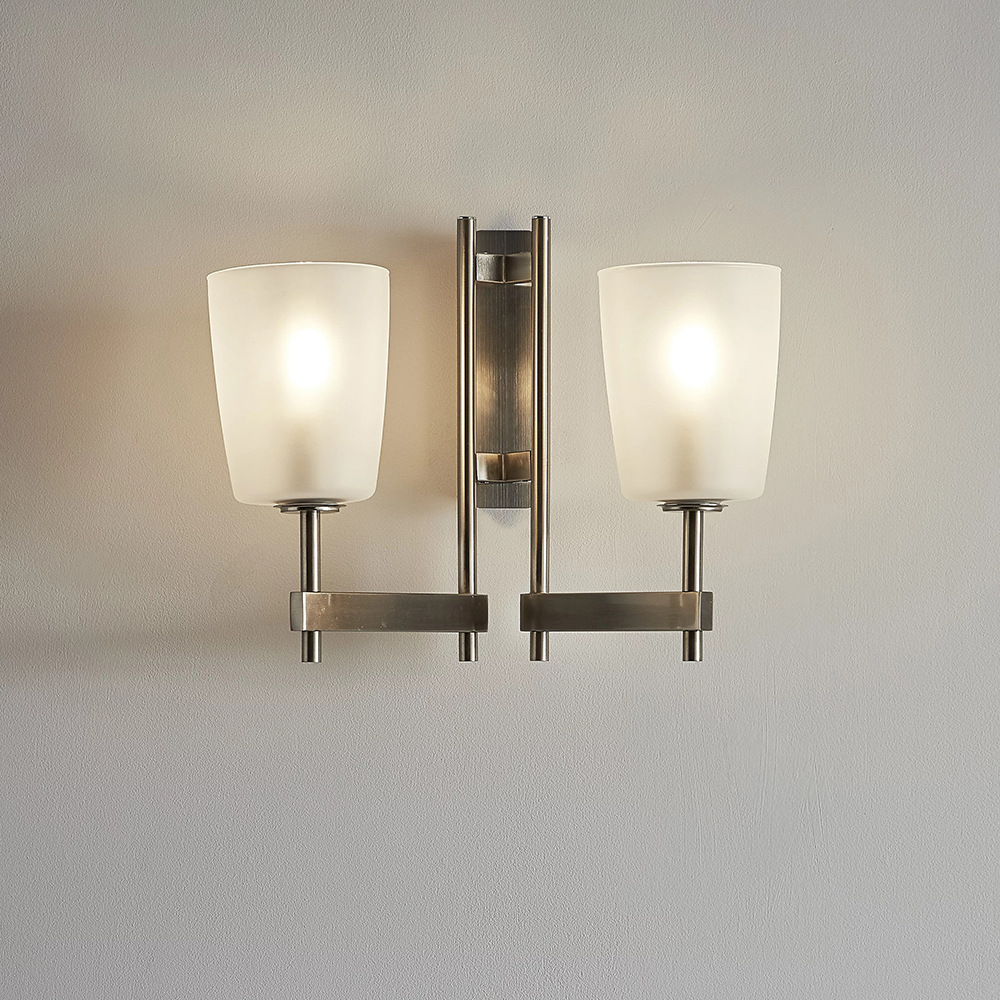 Aplica dubla Quadryx GOODHOME, E14, 28W, IP20, alb/argintiu