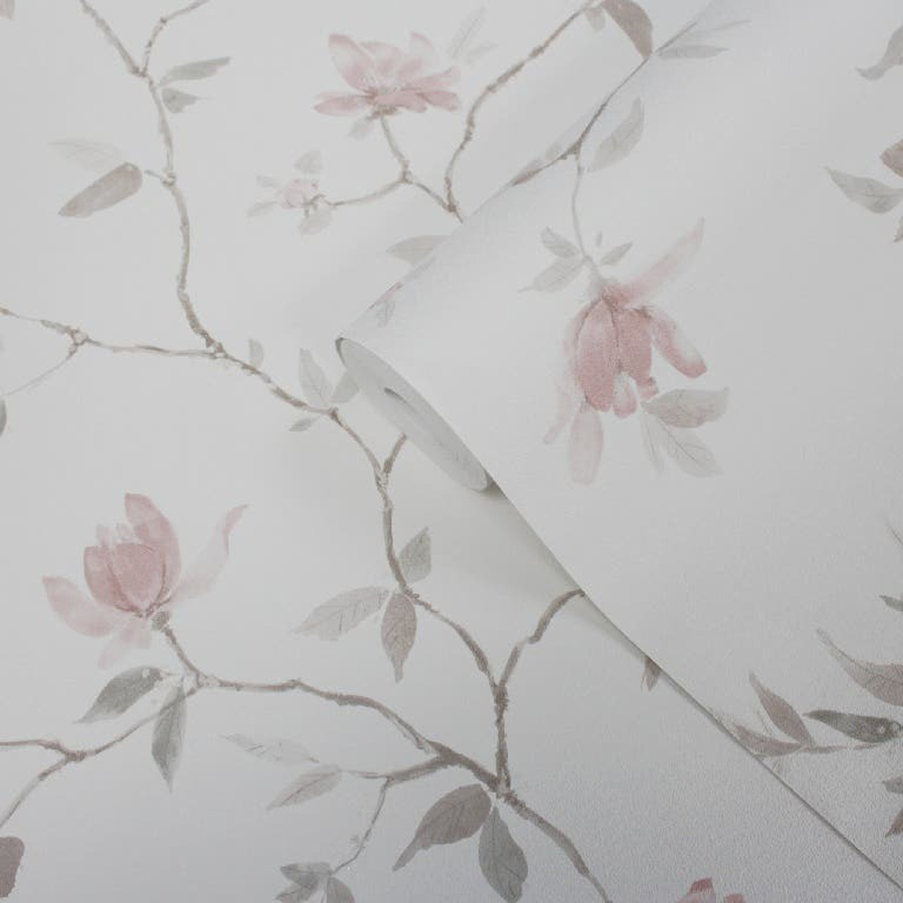 Tapet GOODHOME Mugga, vinil, 0.53 x 10 m, alb-roz