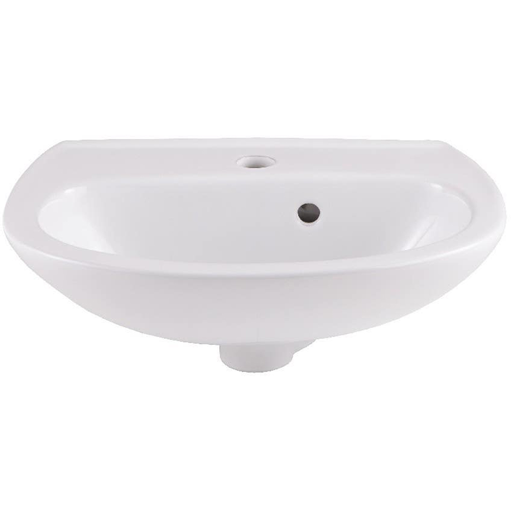 Lavoar baie GOODHOME Zuari, ceramica, montare pe perete, 46 x 34 cm, alb lucios