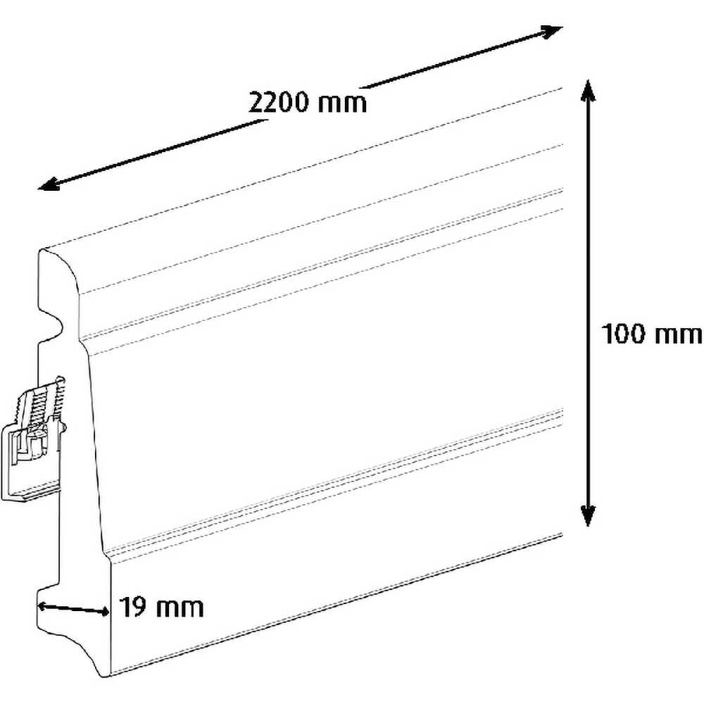 Plinta parchet GOODHOME, MDF, 220 x 10 x 1.9 cm, alb