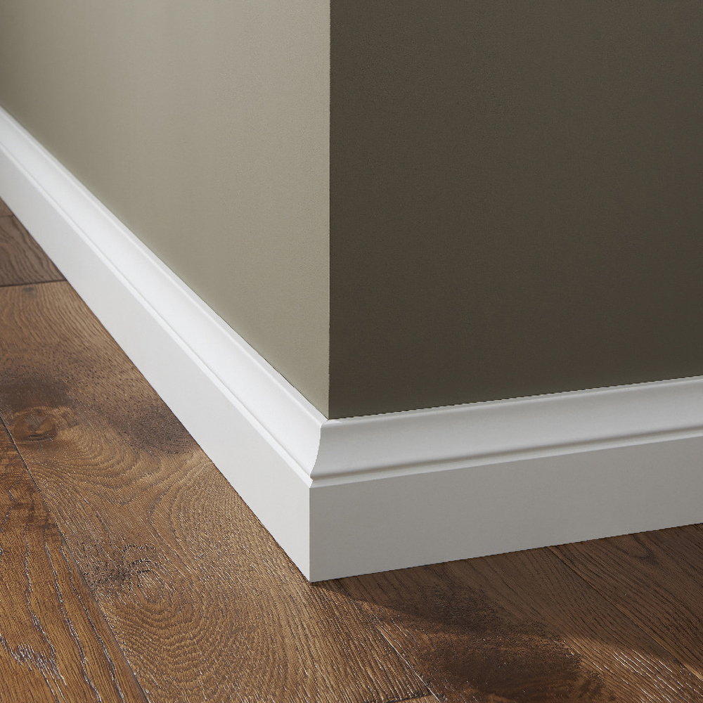 Plinta parchet GOODHOME, MDF, 220 x 10 x 1.9 cm, alb