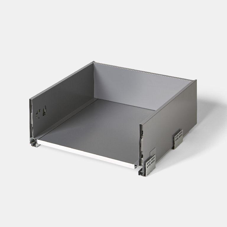 Sertar adanc GOODHOME Soto, cu inchidere silentioasa, 46.4 x 19 x 45 cm, sarcina maxima 25 kg, PAL si metal, gri