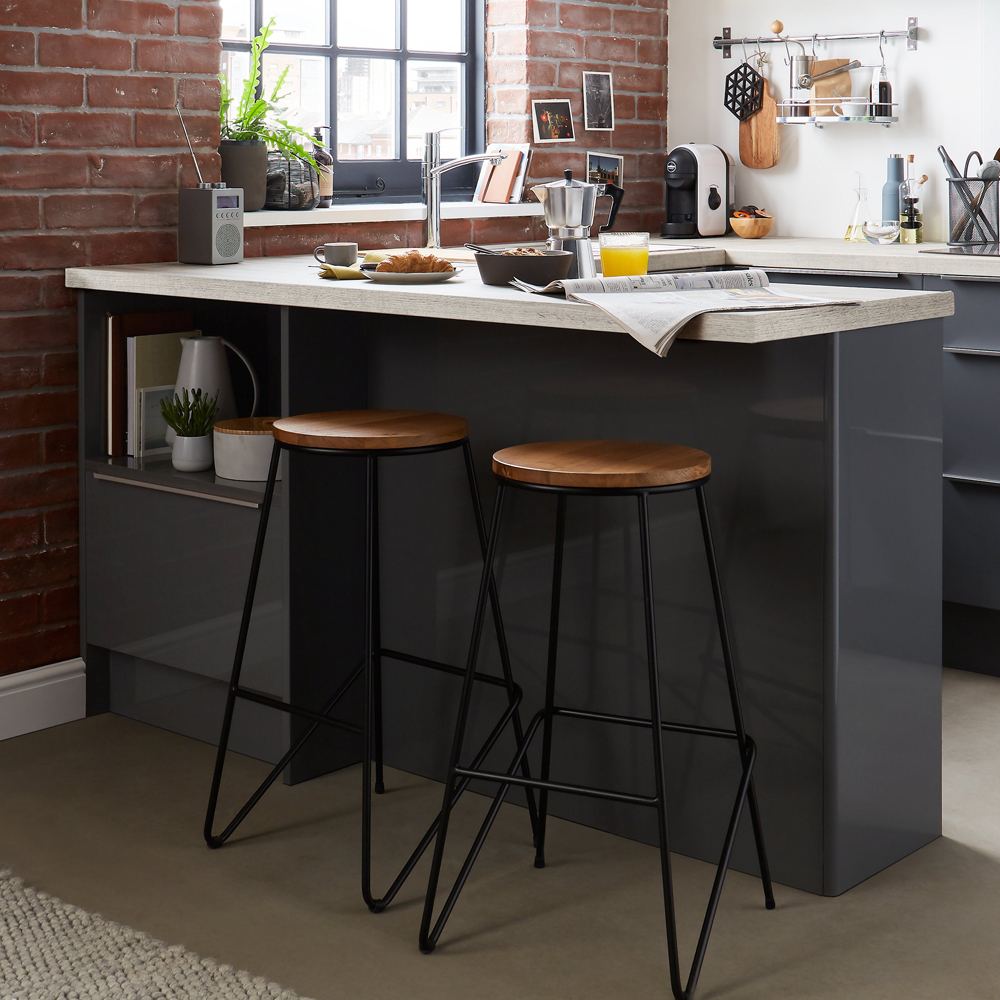 Scaun bar Maloux, otel, 40 x 40 x 71 cm, maro-negru