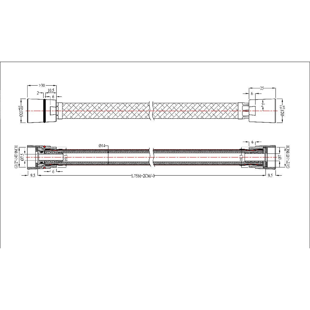 Furtun de dus GOODHOME 100654908, 1.75 m, negru