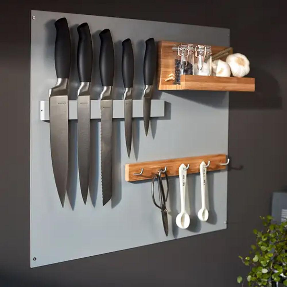 Suport magnetic cutite GOODHOME, 33.5 x 3.8 x 0.5cm, otel, argintiu